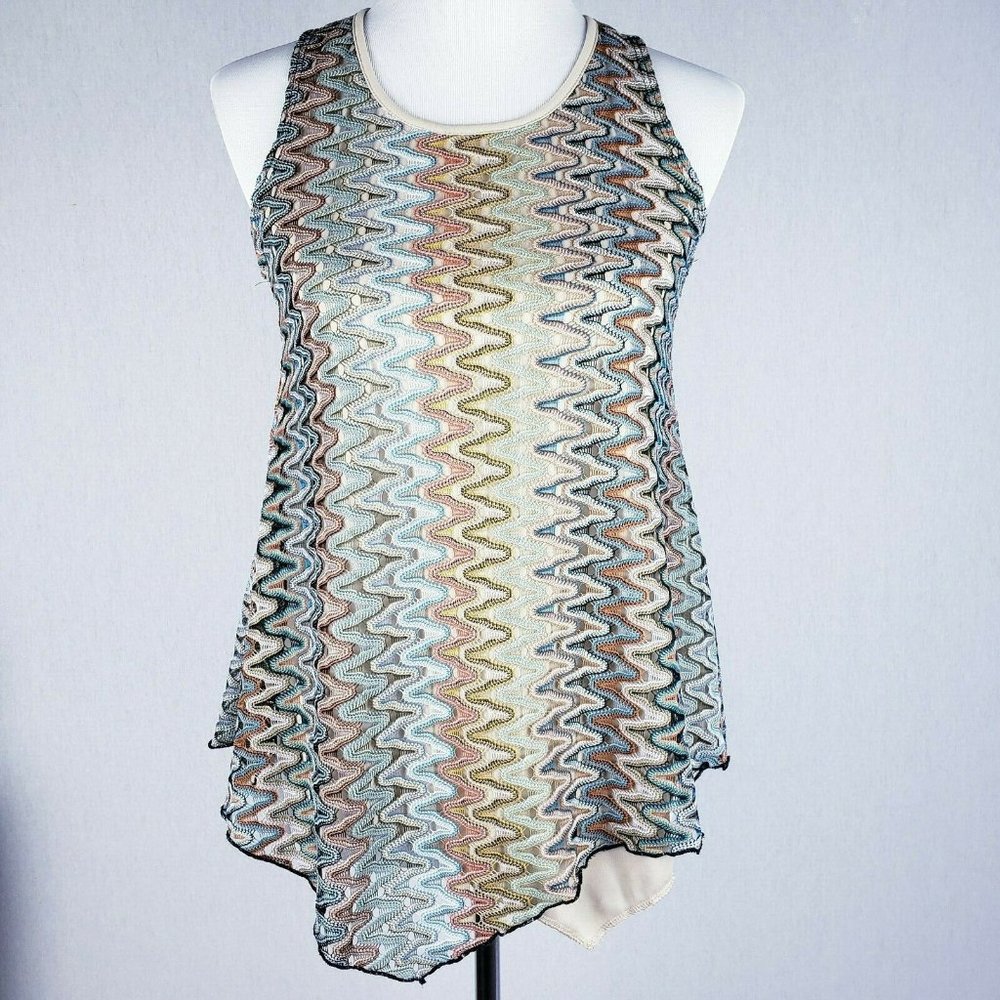 ELIZABETH Asymmetrical Geometric  Blouse Tank Top